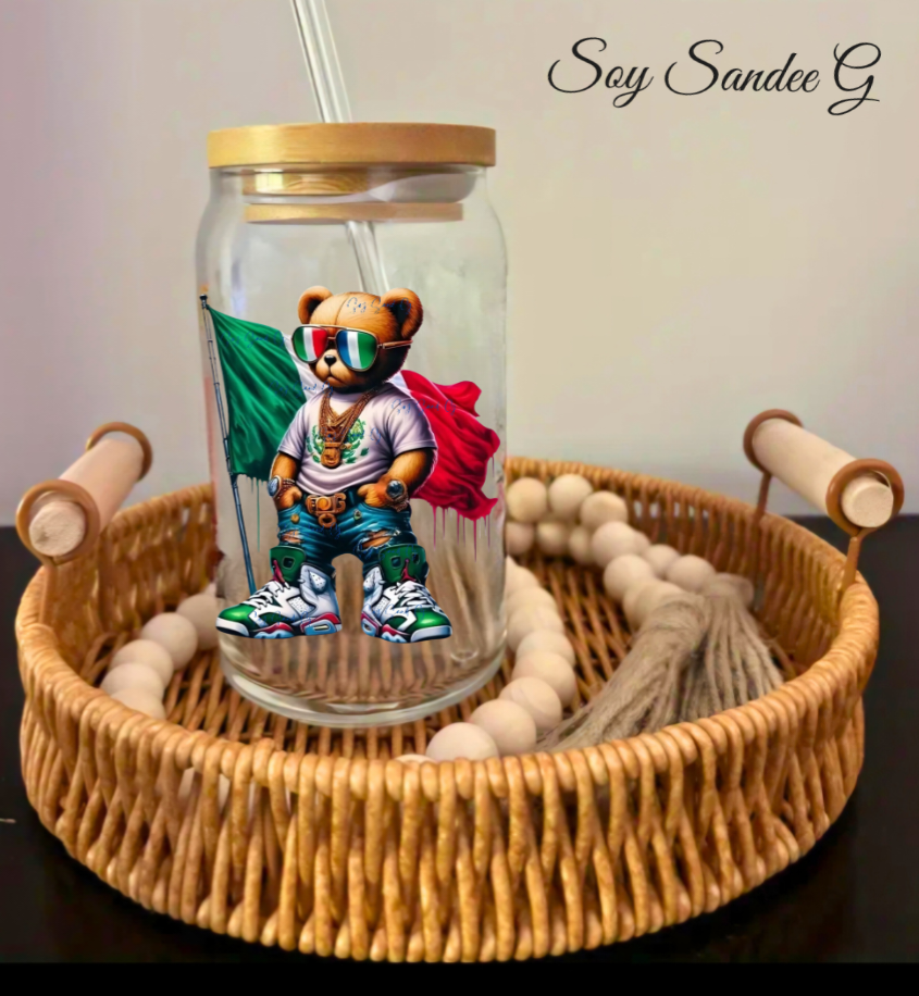 Mexican Bear &  Flag - UVDTF Decal for cups/hard surfaces