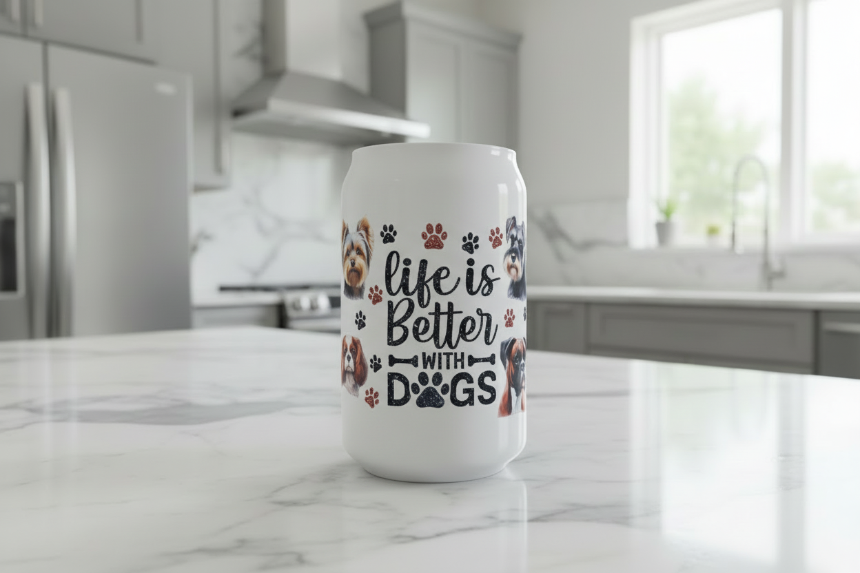 Life is Better with Dogs #8 - UVDTF Wrap for cups/hard surfaces sticker
