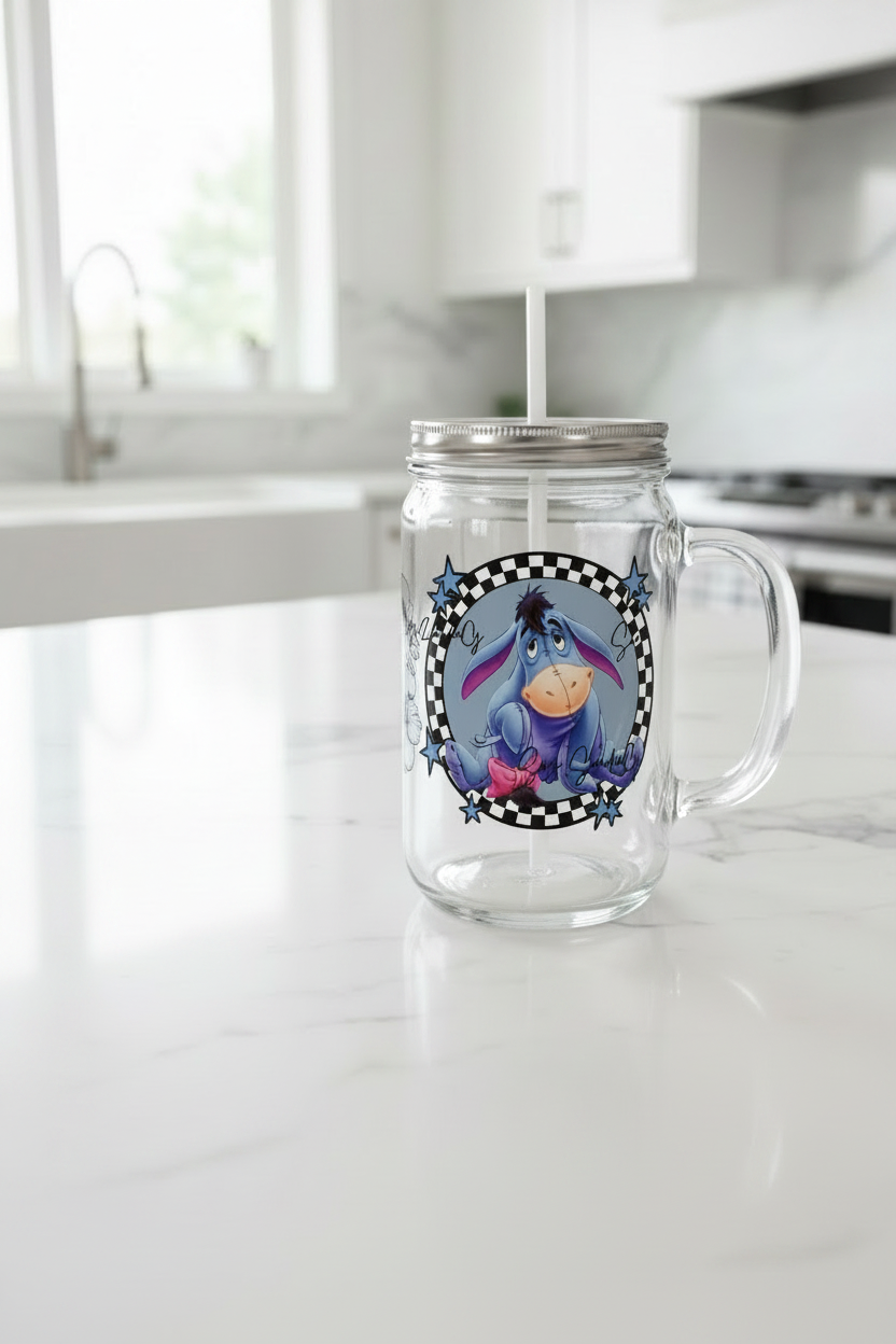 Checkered Eeyore - UVDTF wrap for cups/hard surfaces sticker