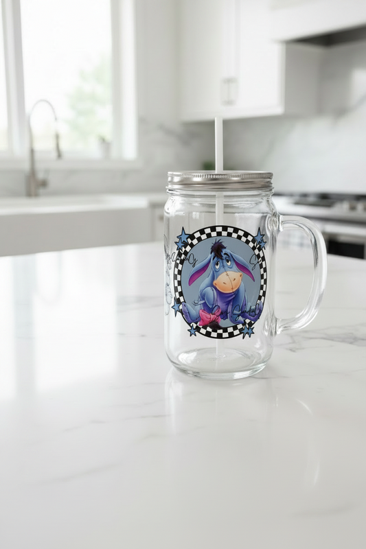 Checkered Eeyore - UVDTF wrap for cups/hard surfaces sticker