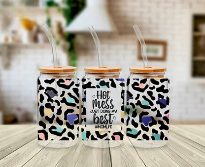 Hot Mess Mom Life - UVDTF Wrap for cups/hard surfaces sticker