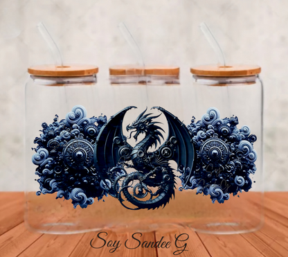 Blue Metallic Dragon - UVDTF Wrap for cups/hard surfaces sticker