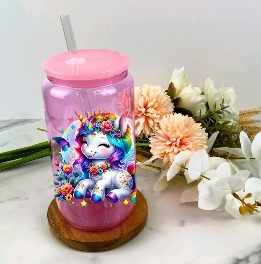 Cute Rainbowed Hair Unicorn - UVDTF Decal for cups/hard surfaces