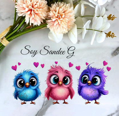 3 Cute Birdies - UVDTF Wrap for cups/hard surfaces sticker