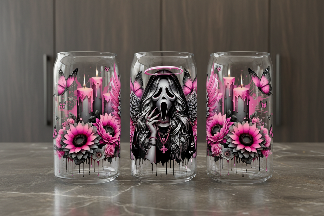 Pink Ghostface - UVDTF Wrap for cups/hard surfaces sticker