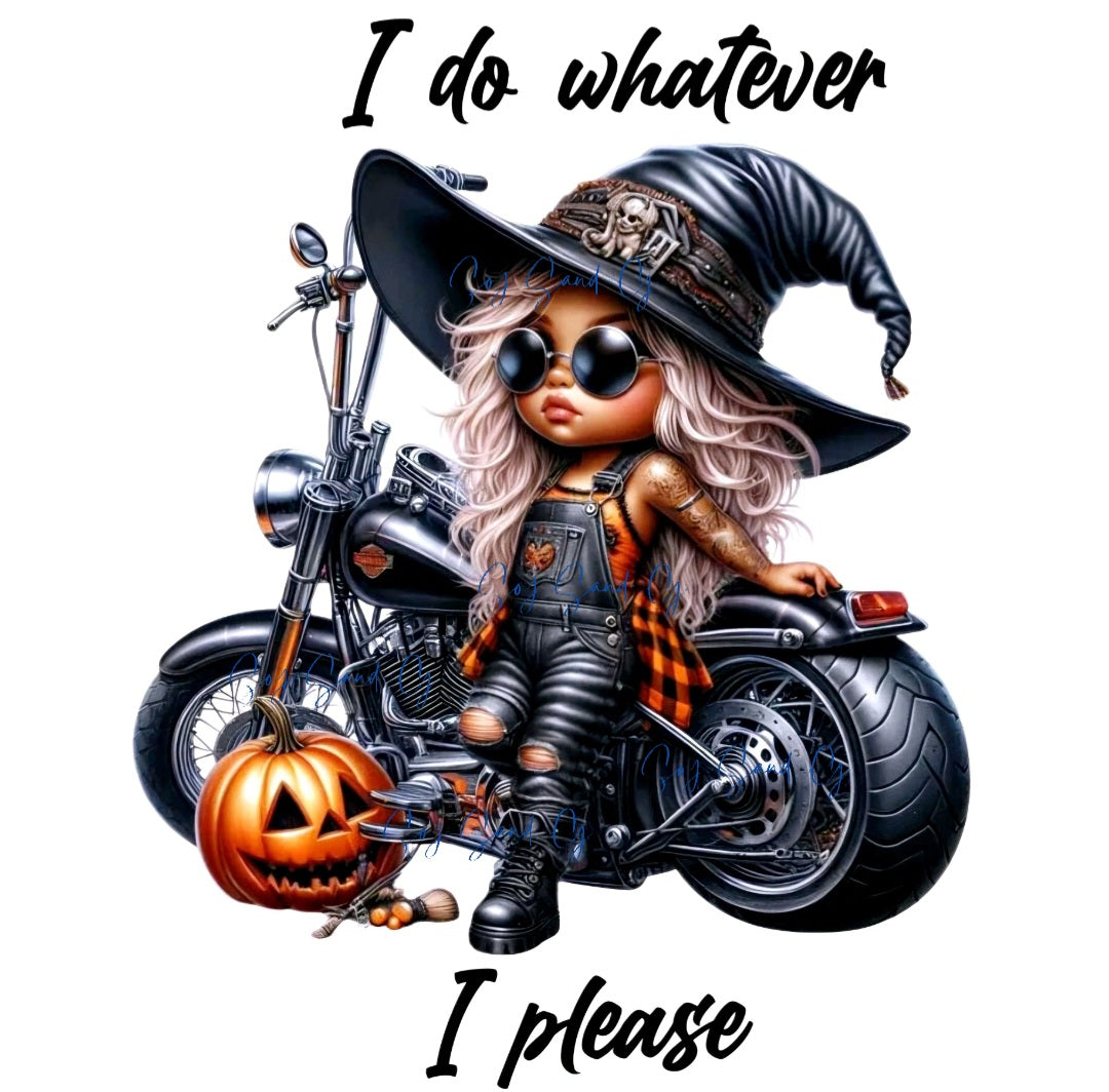 Calcomanía UVDTF de chica en motocicleta