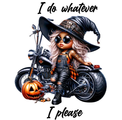 Calcomanía UVDTF de chica en motocicleta