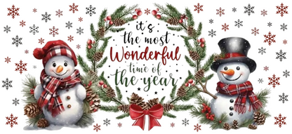 It's the Most Wonderful Time of the Year Snowmen - UVDTF Wrap for cups/hard surfaces sticker