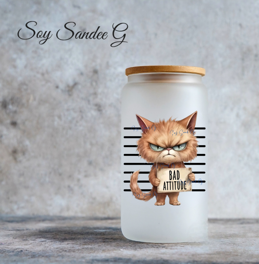 Bad Attitude Kitty - UVDTF Decal for cups/hard surfaces sticker