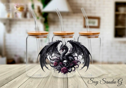 Black Dragon & Roses - UVDTF Decal for cups/hard surfaces sticker
