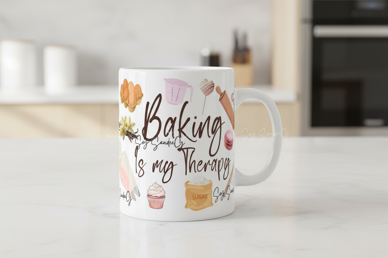 Baking is my Therapy - UVDTF Wrap for cups/hard surfaces sticker