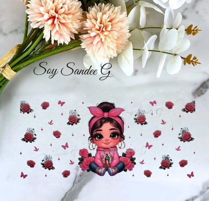 Pink Bandana Guadalupe Cutie - UVDTF Wrap for cups/hard surfaces sticker