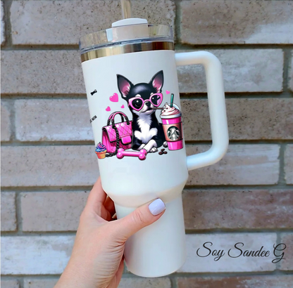 Boujee Chihuahua - UVDTF Wrap for cups/hard surfaces sticker