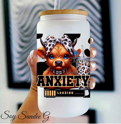 Anxiety Loading Cow - UVDTF Wrap for cups/hard surfaces sticker