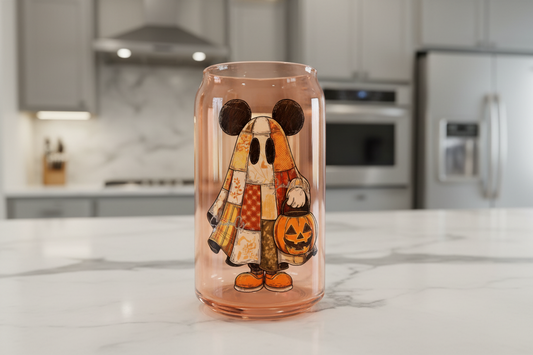 Orange Plaid Ghost - UVDTF Decal for cups/hard surfaces sticker