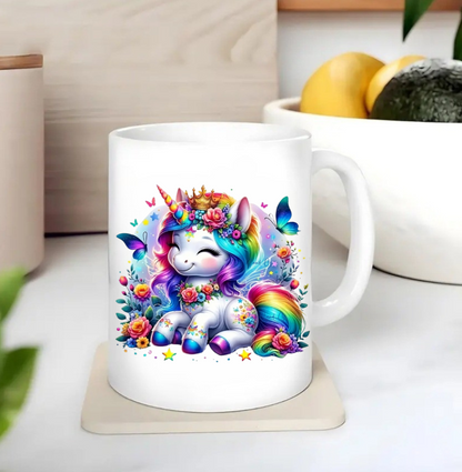 Cute Rainbowed Hair Unicorn - UVDTF Decal for cups/hard surfaces