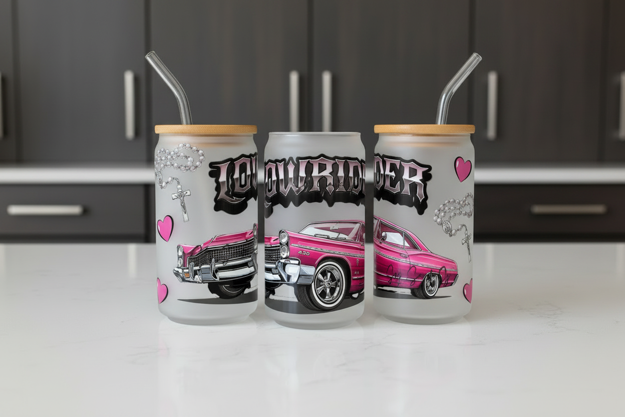 Pink Lowrider - UVDTF Wrap for cups/hard surfaces sticker