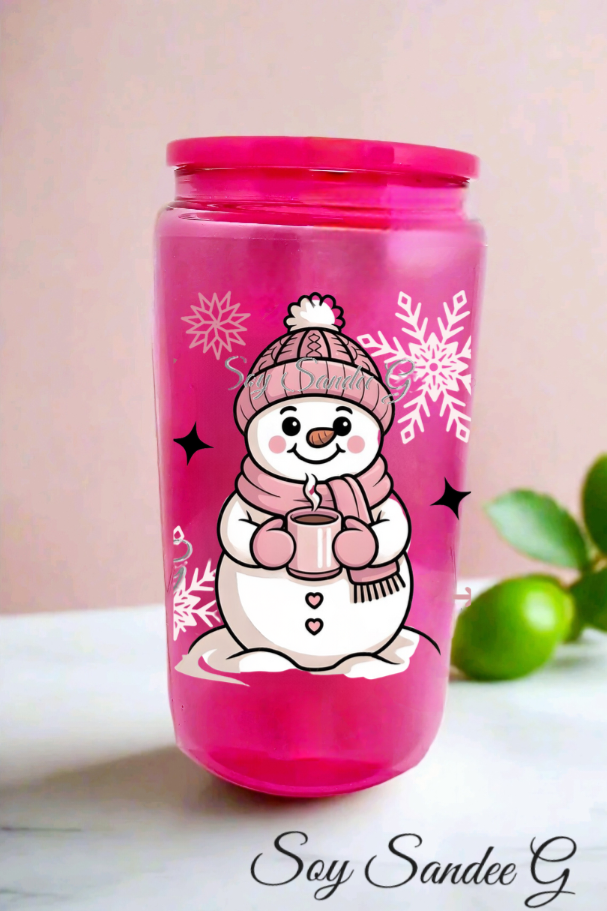 Pink Snowman - UVDTF Wrap for cups/hard surfaces sticker
