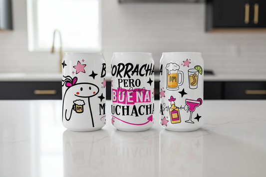 Borracha Pero Buena Muchacha (A Drunk but a Good Girl) - UVDTF Wrap for cups/hard surfaces sticker