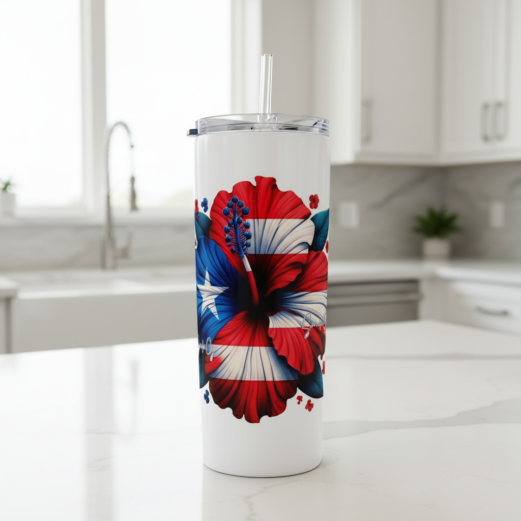 Puerto Rico Hibiscus #2 - UVDTF Decal for cups/hard surfaces sticker