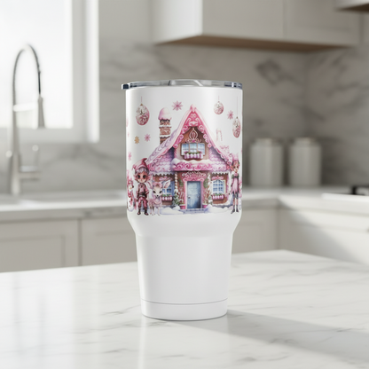 Pink Christmas Houses - UVDTF Wrap for cups/hard surfaces sticker