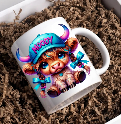 Moody Cow Teal Hat - UVDTF Decal for cups/hard surfaces sticker