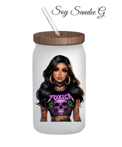 Latina Tóxica Purple Skull - UVDTF Decal for cups/hard surfaces sticker