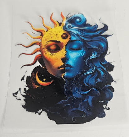 Sun & Moon - Blue & Yellow UVDTF Decal