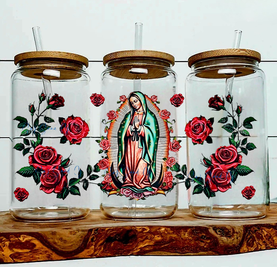 Virgen de Guadalupe & Roses #2 - UVDTF Wrap for cups/hard surfaces