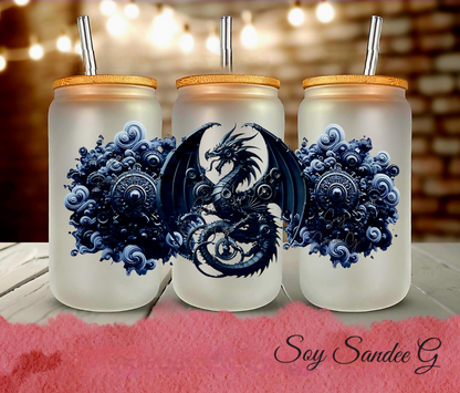 Blue Metallic Dragon - UVDTF Wrap for cups/hard surfaces sticker