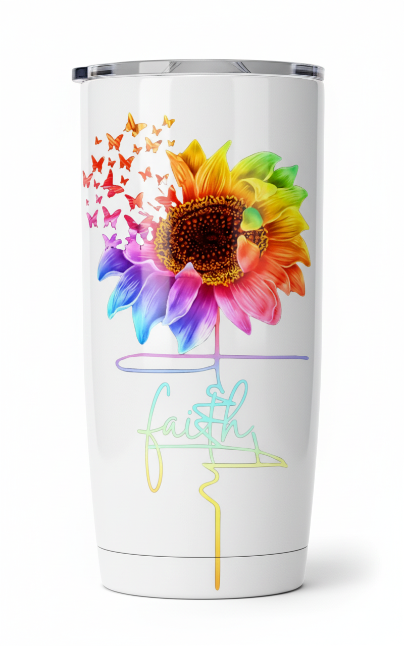 Faith Rainbow Sunflower - UVDTF Decal for cups/hard surfaces sticker