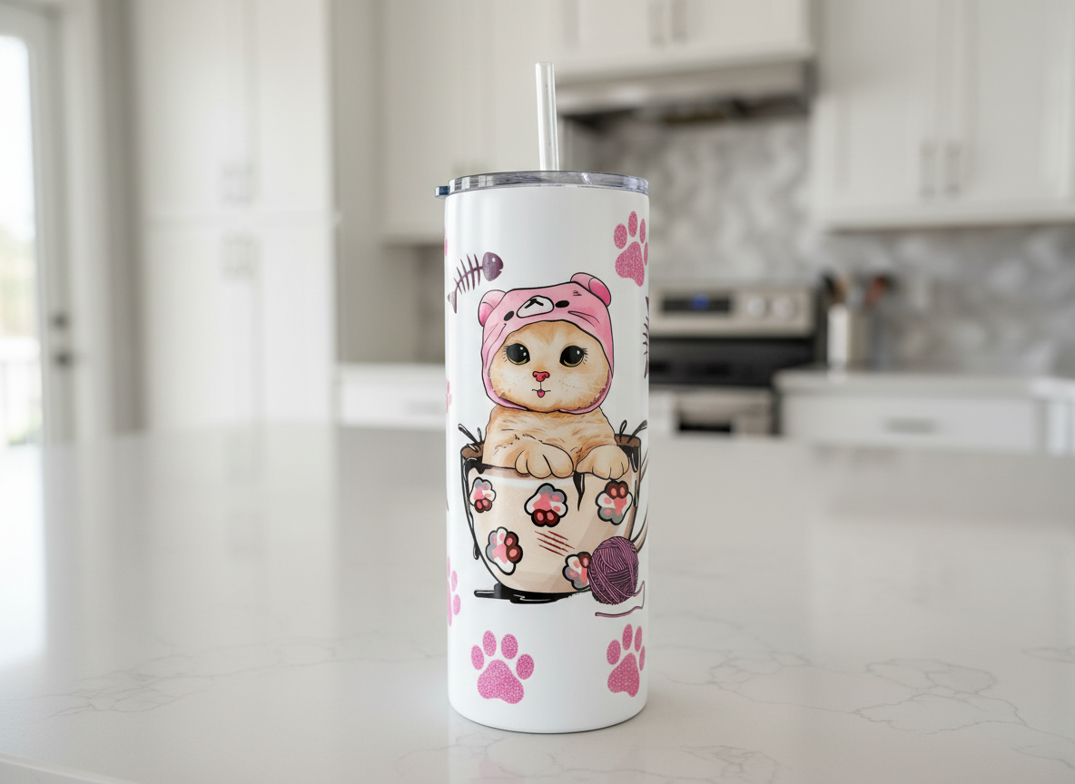 Teacup Kitty - UVDTF Wrap for cups/hard surfaces sticker