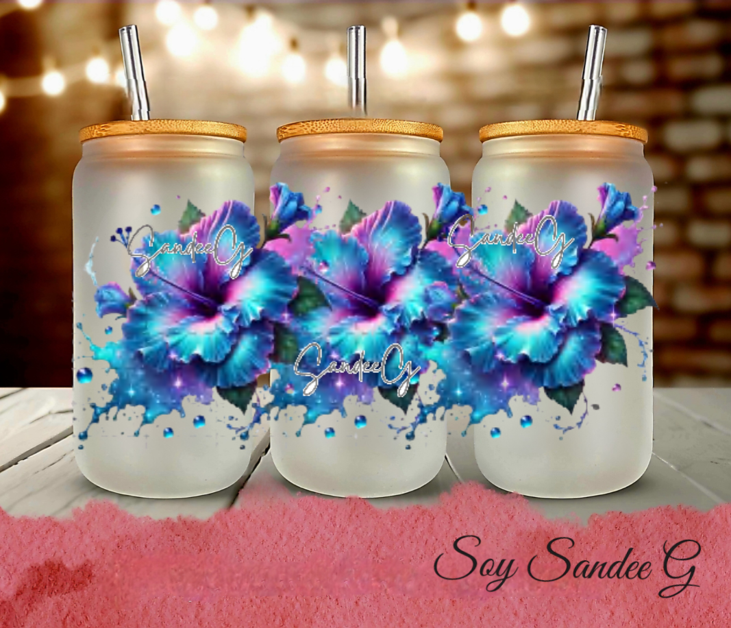 Blue Flowers - UVDTF Wrap for cups/hard surfaces sticker