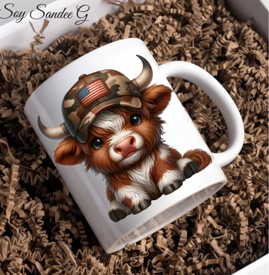 Calcomanía UVDTF de vaca patriótica