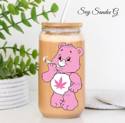 Pink Lit Care Bear - UVDTF Decal for cups/hard surfaces sticker