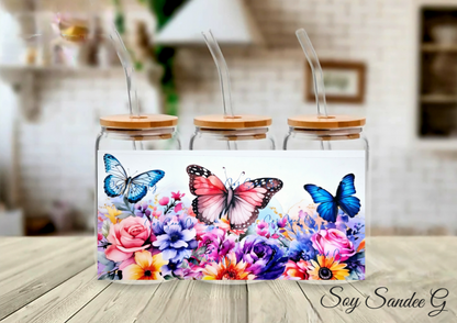 Bright Flowers & 3 Butterflies - UVDTF Wrap for cups/hard surfaces sticker