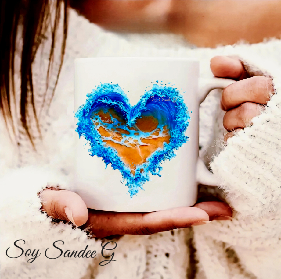 Beach Blue Heart - UVDTF Decal for cups/hard surfaces sticker