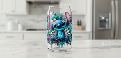 Teal Hibiscus Stitch - UVDTF Wrap for cups/hard surfaces sticker