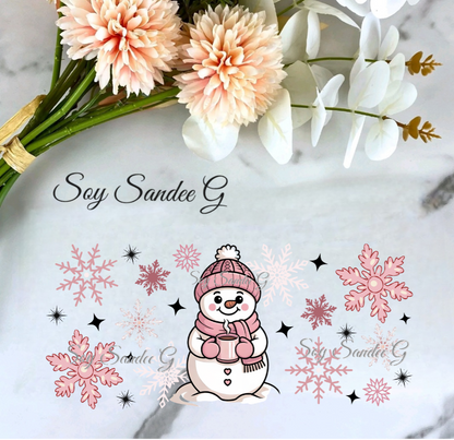 Pink Snowman - UVDTF Wrap for cups/hard surfaces sticker