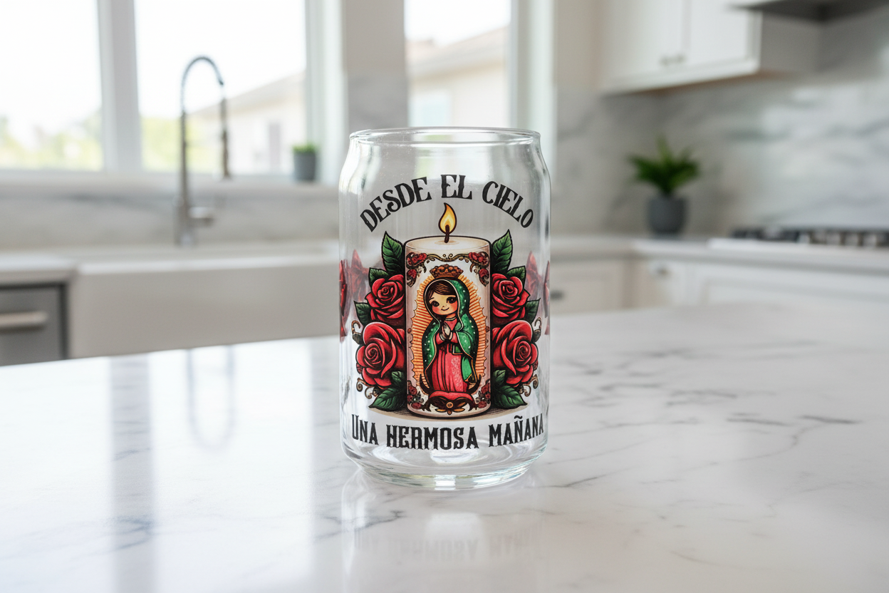 Virgen de Guadalupe Candle - UVDTF Wrap for cups/hard surfaces sticker