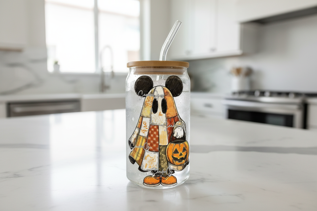 Orange Plaid Ghost - UVDTF Decal for cups/hard surfaces sticker