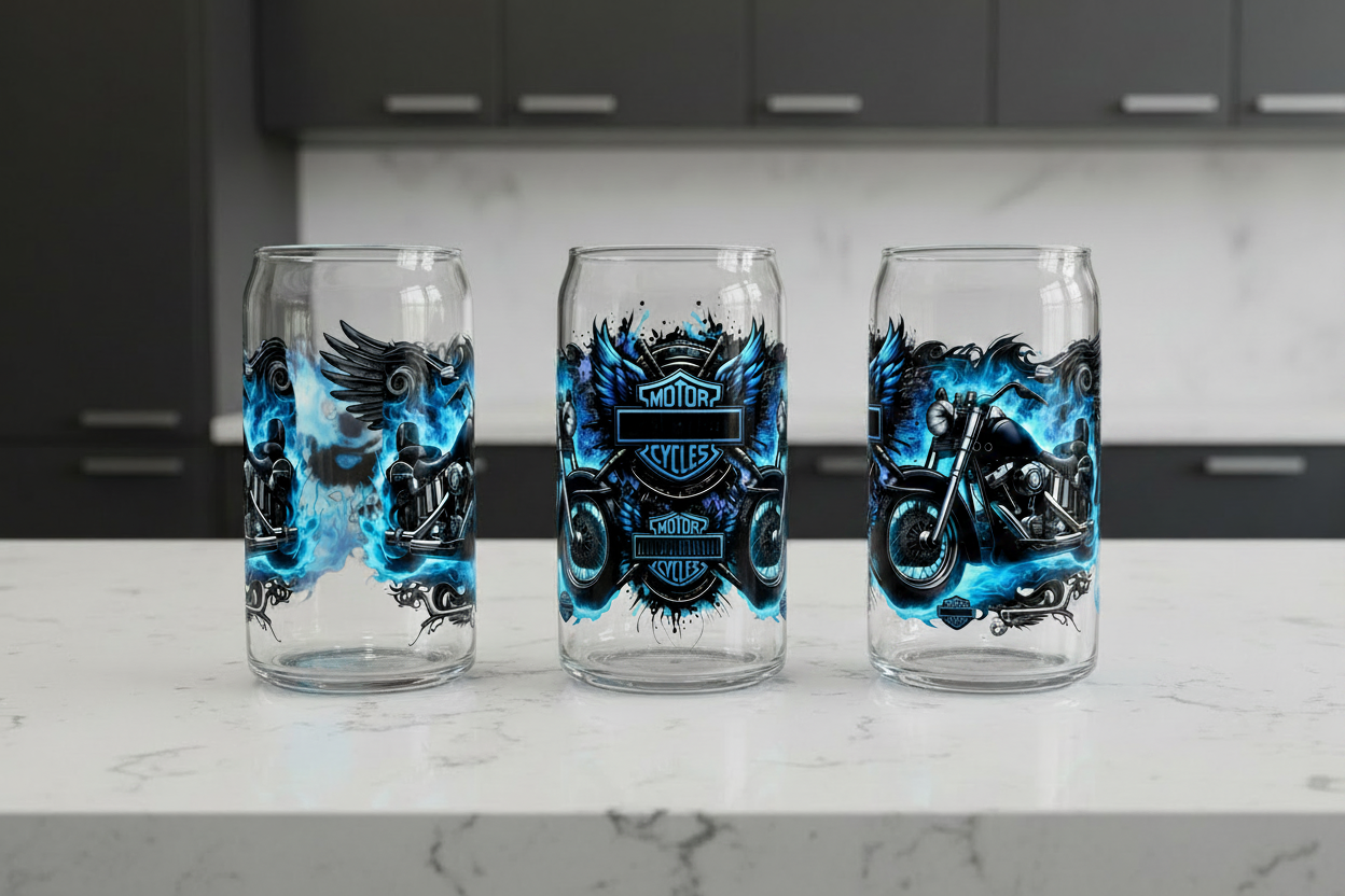 Blue Motorcycles - UVDTF Wrap for cups/hard surfaces sticker