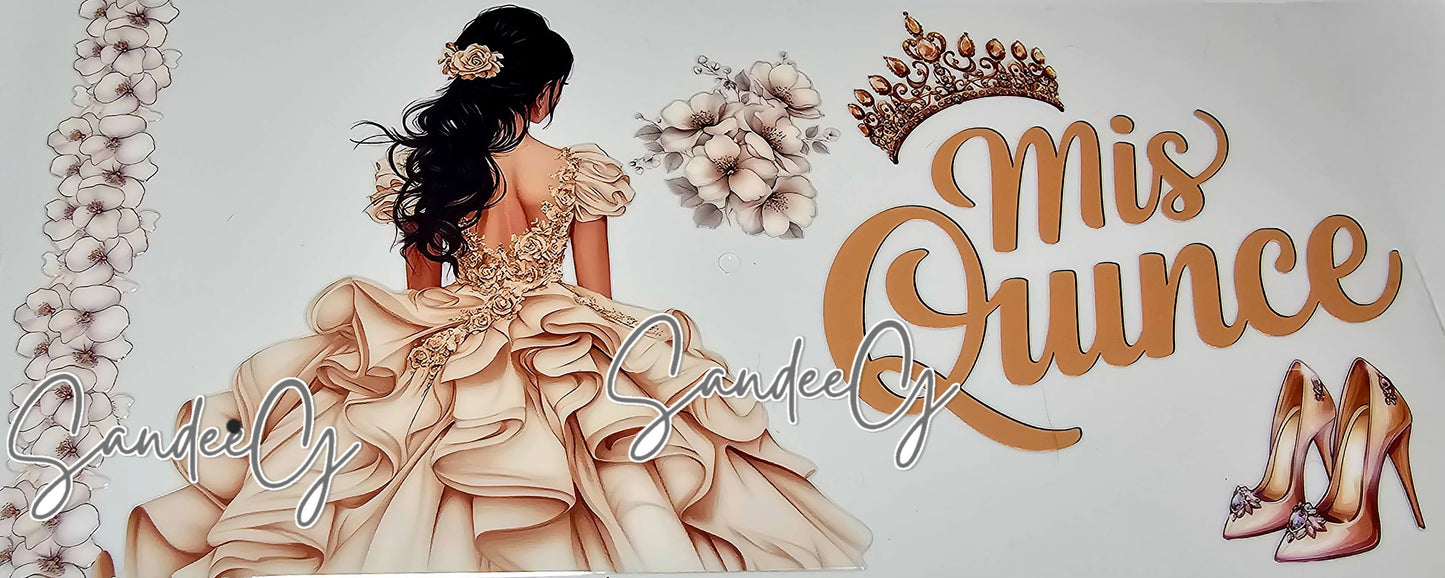 Mis Quince Beige - UVDTF Wrap for cups/hard surfaces sticker