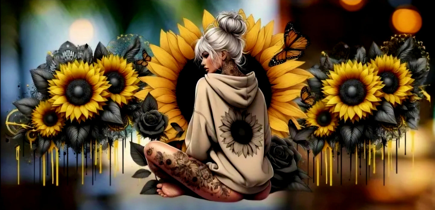 Yellow Sunflower Girl - UVDTF Wrap