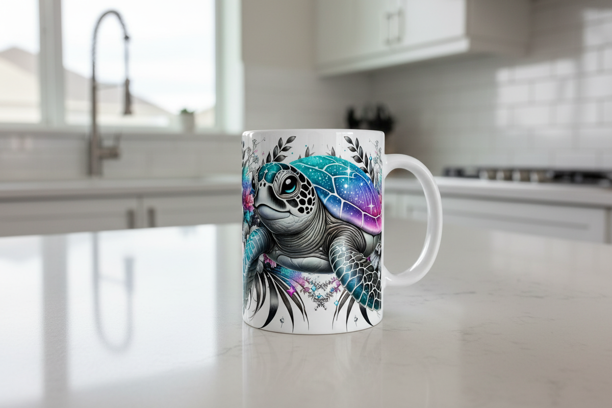 Turtle (Pink, Blue & Teal) - UVDTF Wrap for cups/hard surfaces sticker