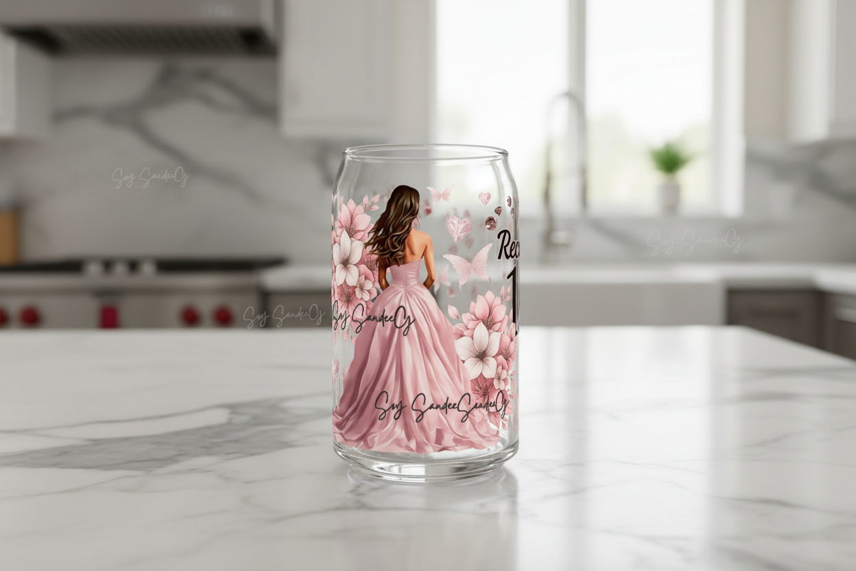 Mis Quince Pink - UVDTF Wrap for cups/hard surfaces sticker
