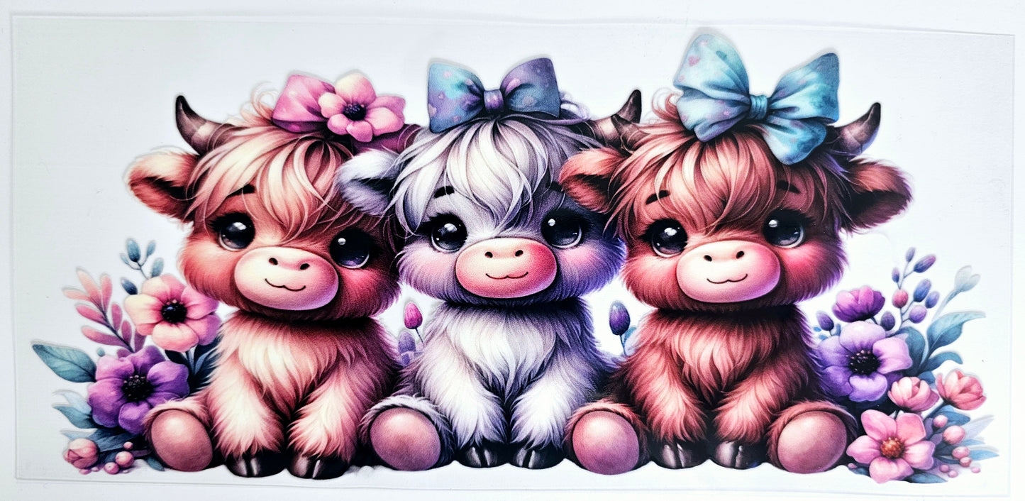 3 Adorable Cows UVDTF Wrap