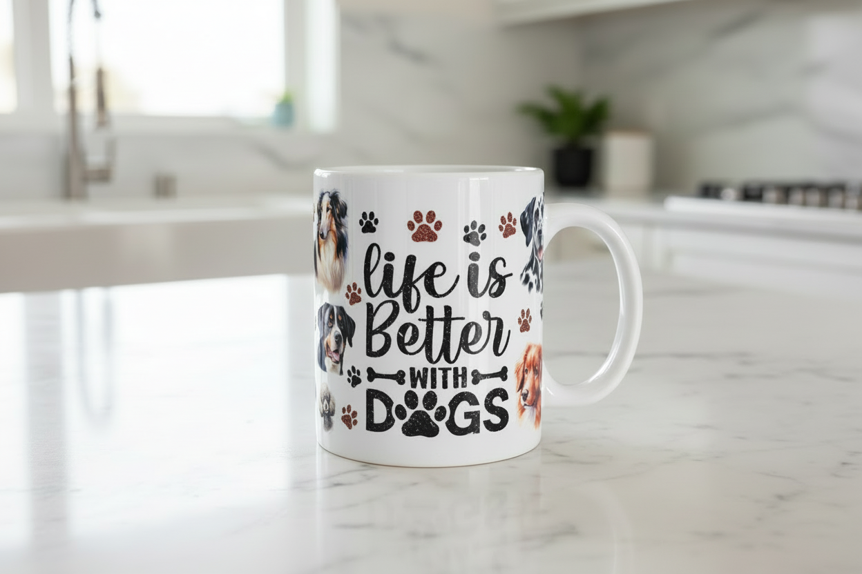Life is Better with Dogs #9 - UVDTF Wrap for cups/hard surfaces sticker