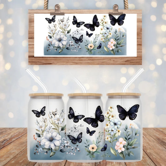 Dark Blue Butterflies - UVDTF wrap for cups/hard surfaces sticker