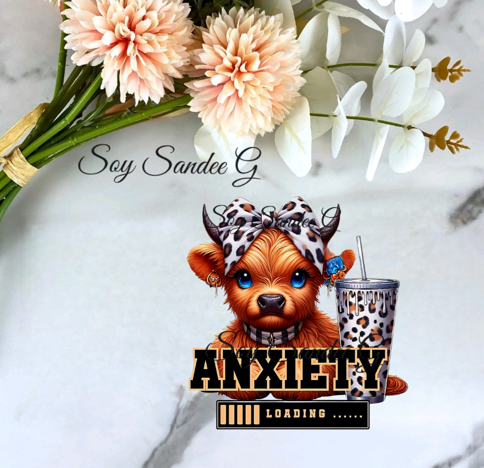 Calcomanía UVDTF de vaca ansiosa